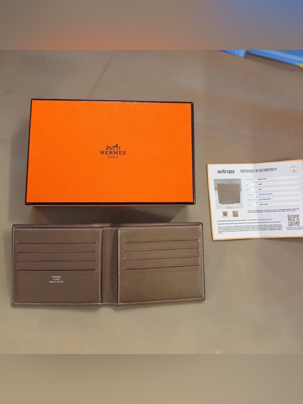 Hermès MC2 Copernic Etoupe Epsom Bifold Wallet